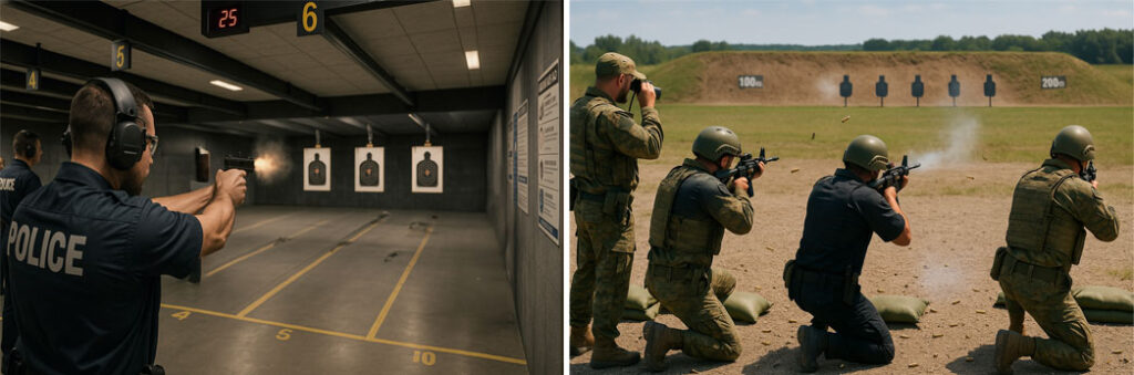 Indoor and outdoor shooting ranges